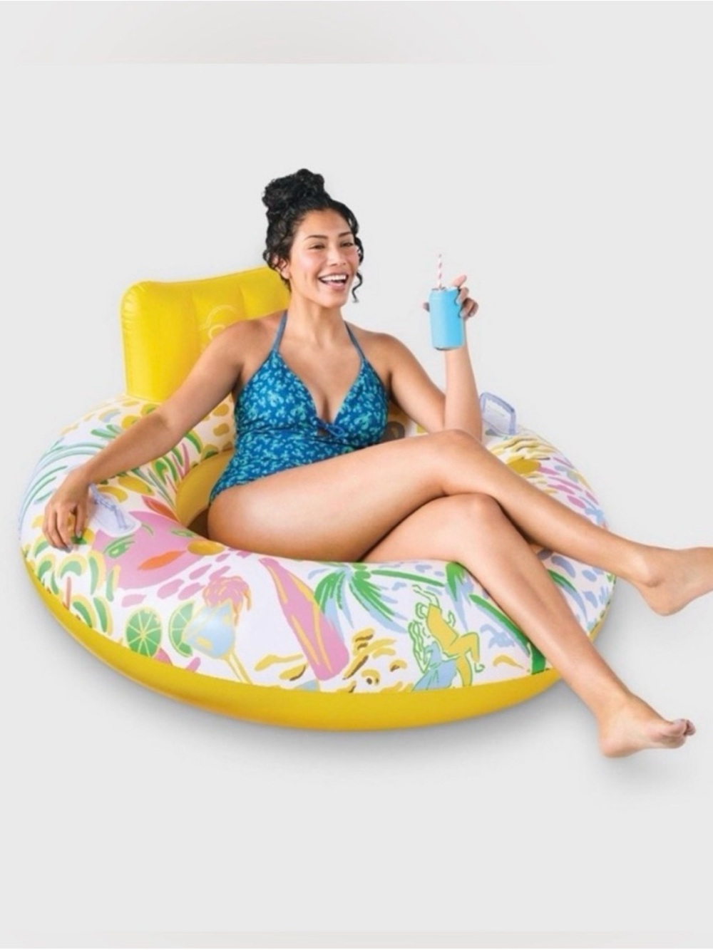 Roller Rabbit Yellow Floral Inflatable Pool Lounger